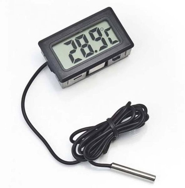 Compact Monochrome Digital Thermometer with Remote Outdoor Sensor