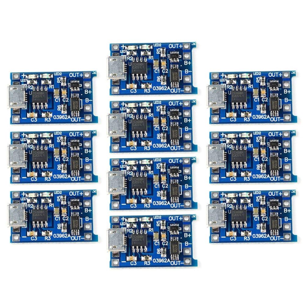 LIPO Battery Charger Module With Protection Circuit TP4056-1A - 10Pcs Pack