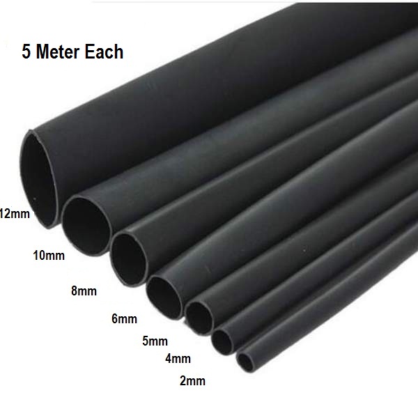 Heat Shrink Sleeve 5Meter Each 2 4 5 6 8 10 12 MM PACK OF 7