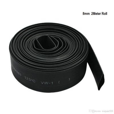 Heat Shrink Sleeve 8mm Black 2meter Industrial Grade WOER (HST)