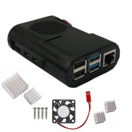 Raspberry pi 4 Black ABS Compact Case with Fan and Heatsink Included